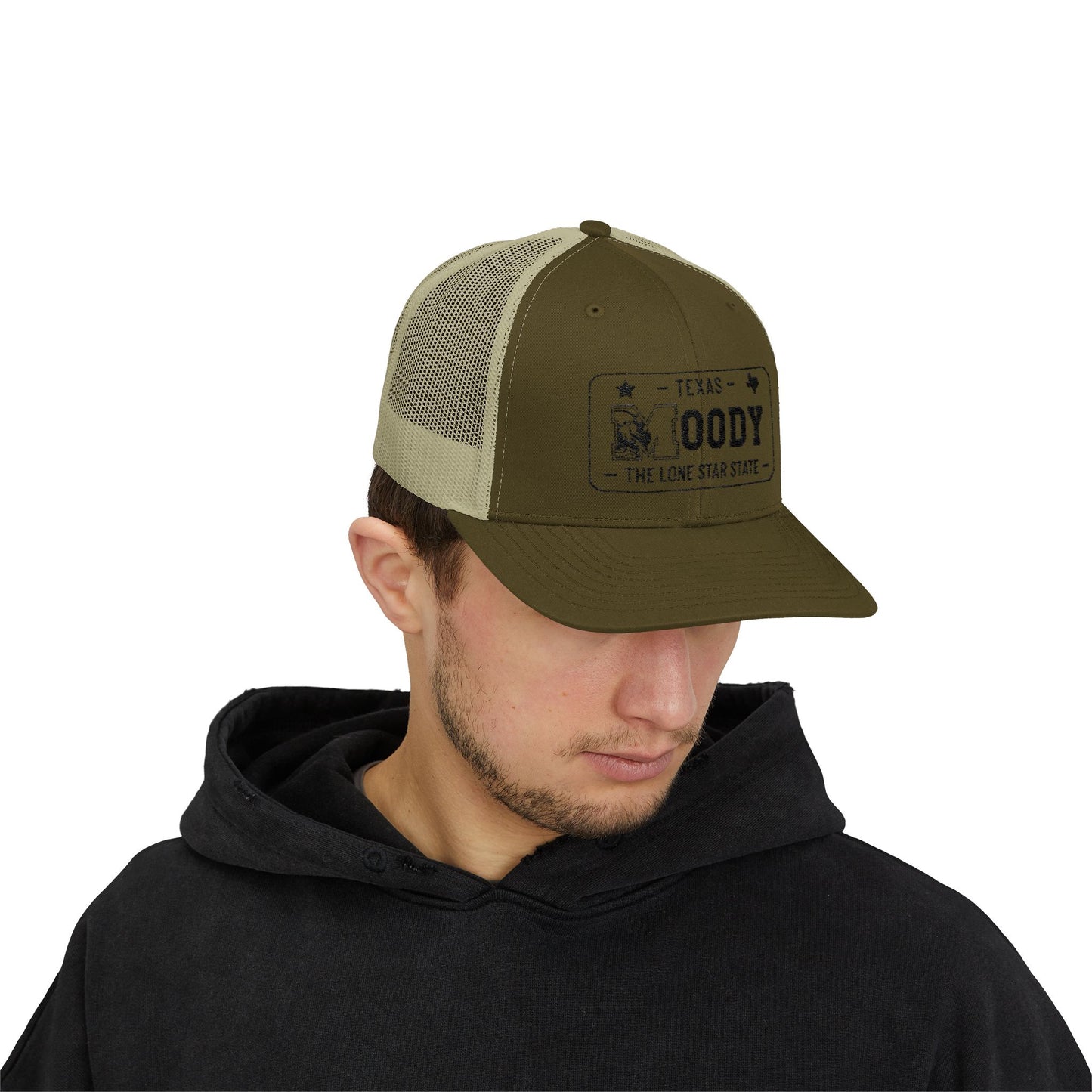 Moody, Texas License Plate Cap –Snapback Trucker Hat
