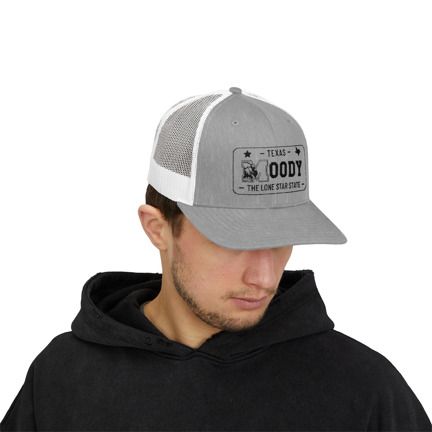 Moody, Texas License Plate Cap –Snapback Trucker Hat