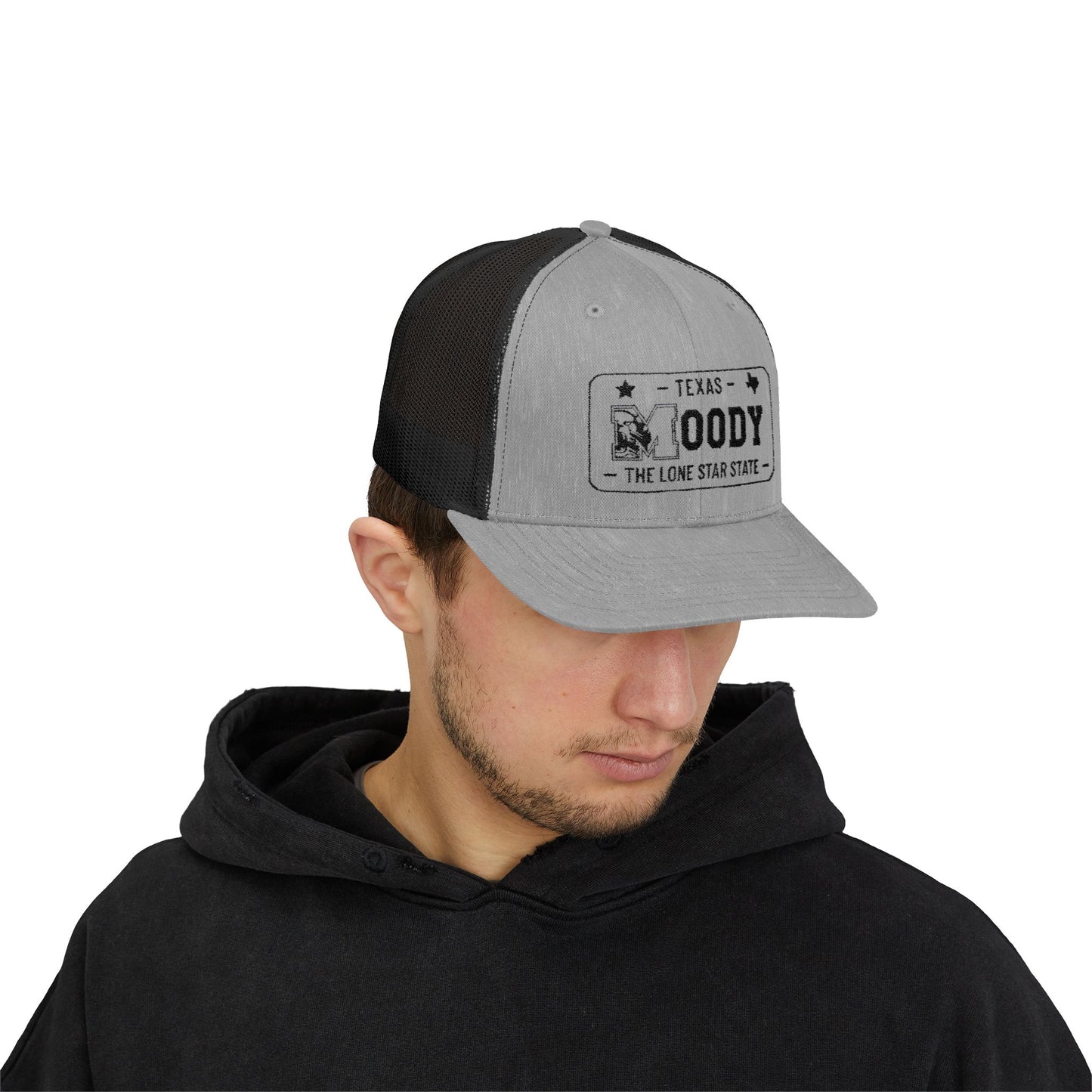 Moody, Texas License Plate Cap –Snapback Trucker Hat