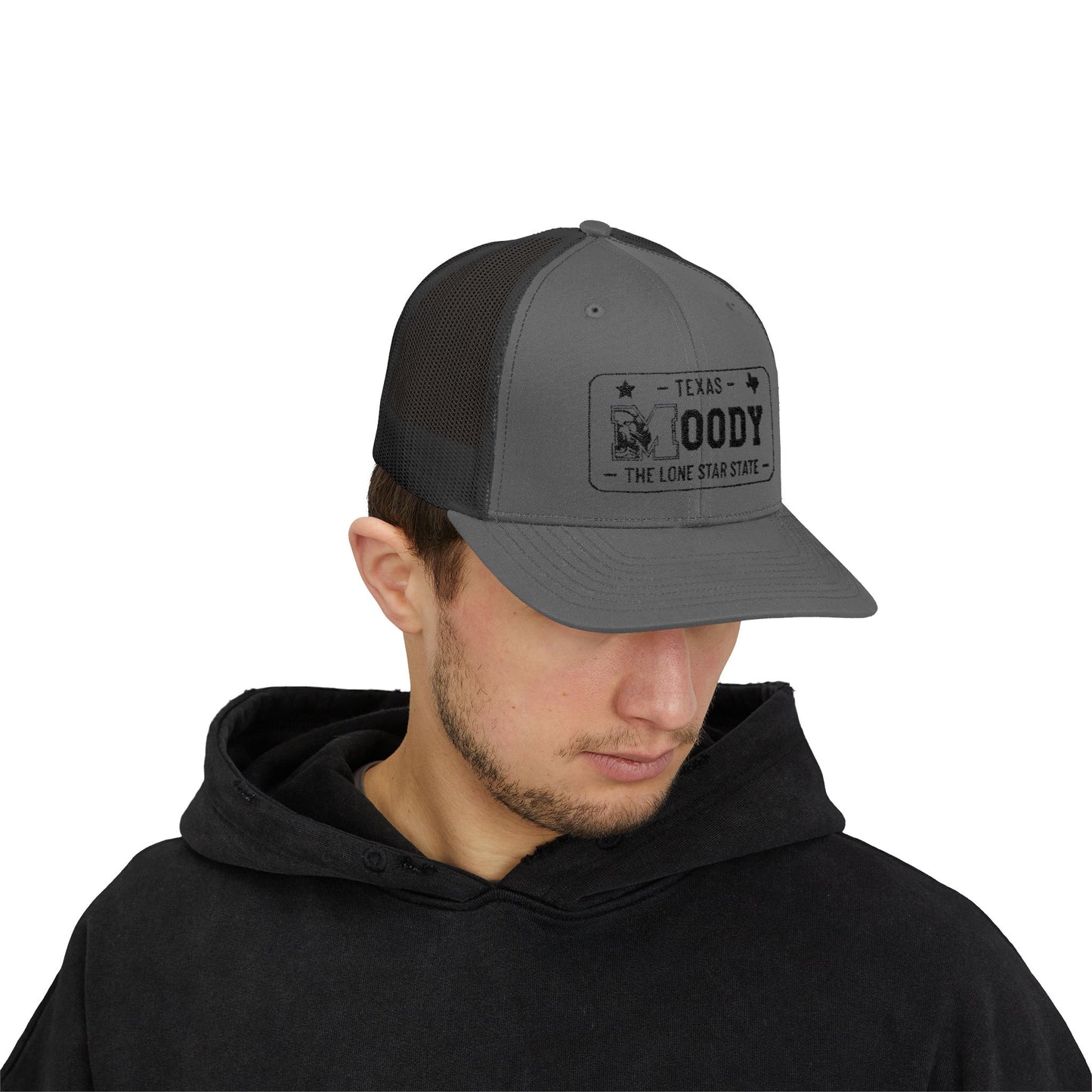 Moody, Texas License Plate Cap –Snapback Trucker Hat