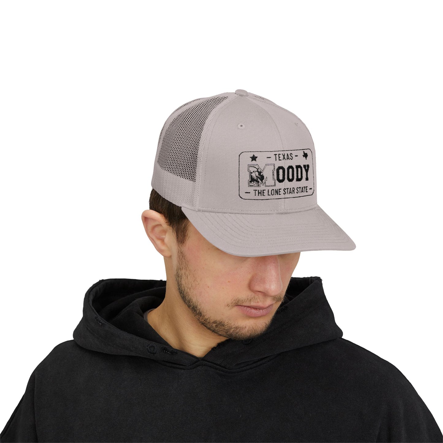 Moody, Texas License Plate Cap –Snapback Trucker Hat
