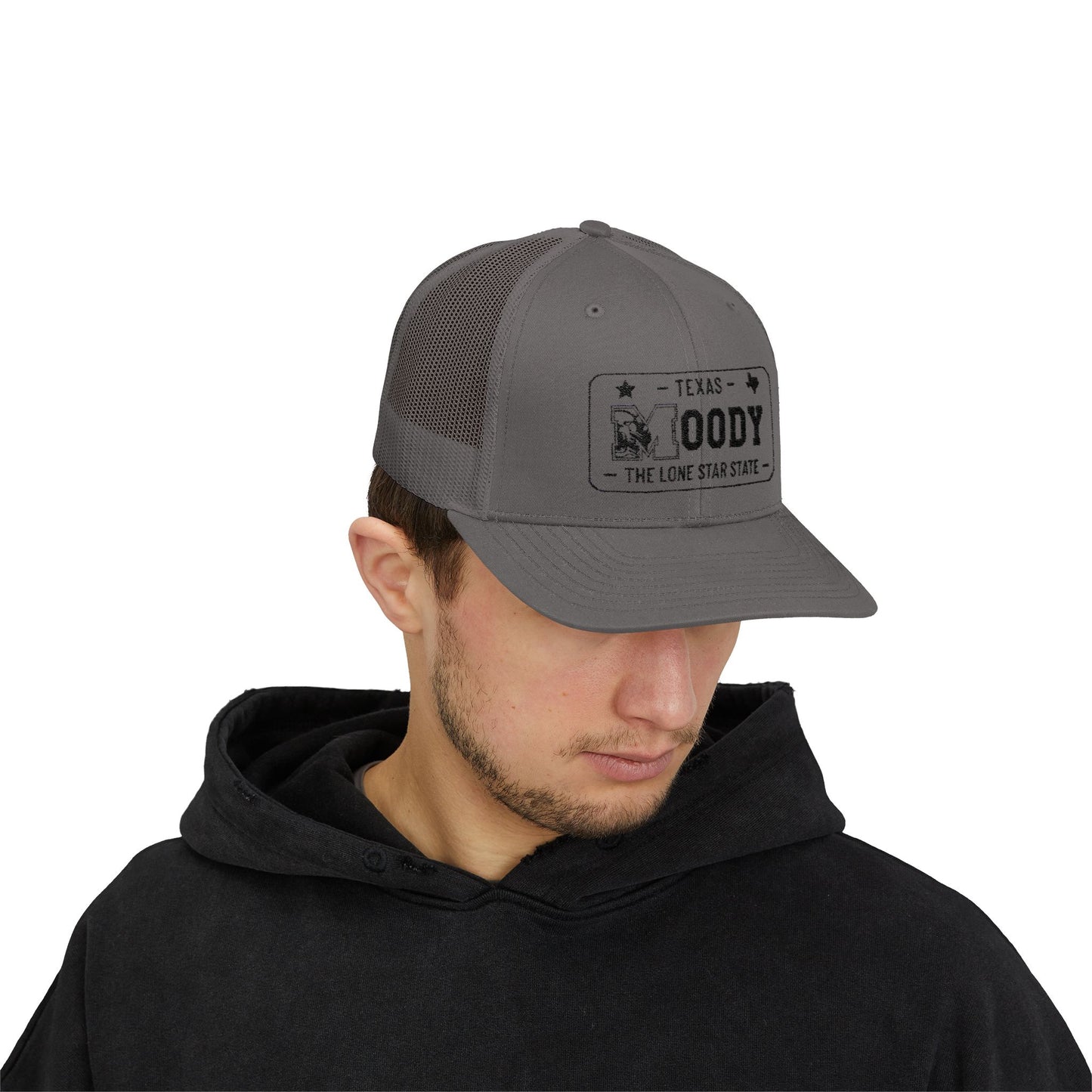 Moody, Texas License Plate Cap –Snapback Trucker Hat