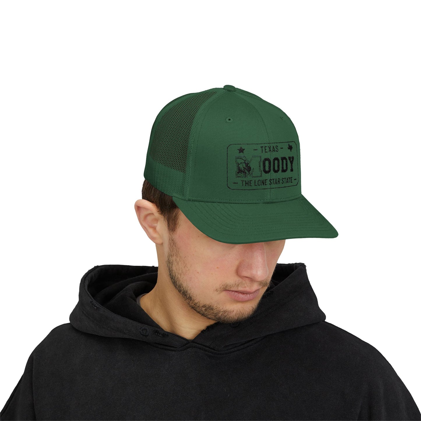 Moody, Texas License Plate Cap –Snapback Trucker Hat