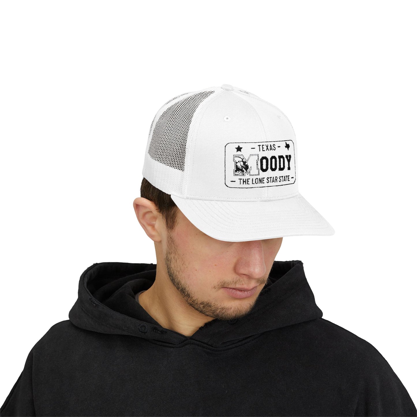 Moody, Texas License Plate Cap –Snapback Trucker Hat