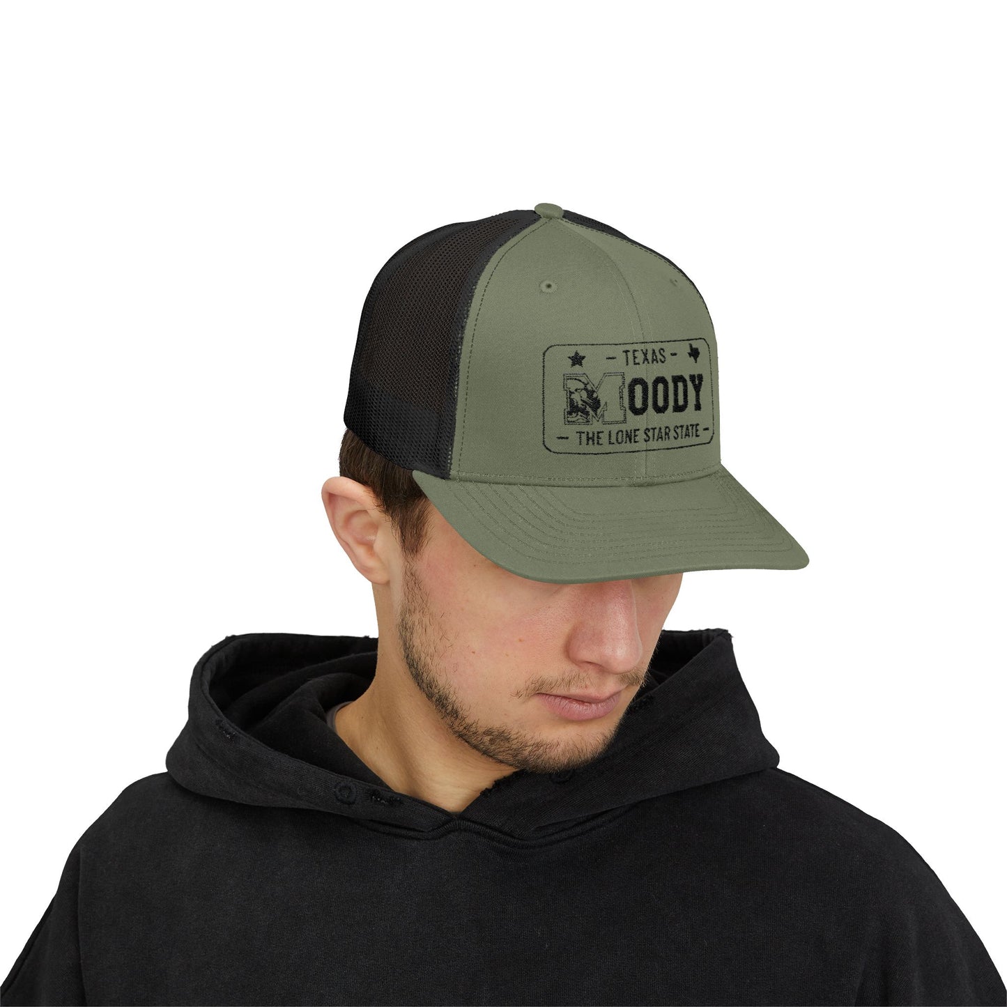 Moody, Texas License Plate Cap –Snapback Trucker Hat